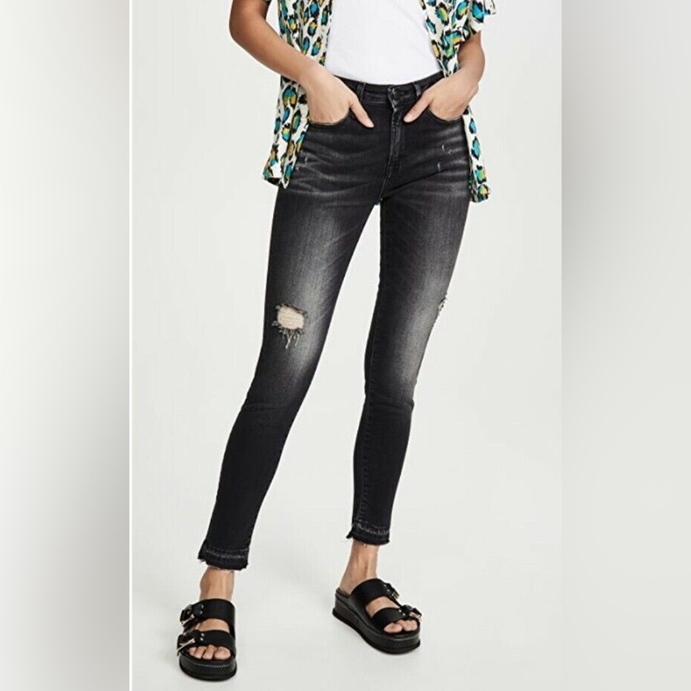 R13 Alison Crop Jeans Strummer Black Size 25 Minimalist Designer Casual Preppy